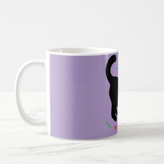 Custom Purple Coffee Mug with Black Cat (Gauche)