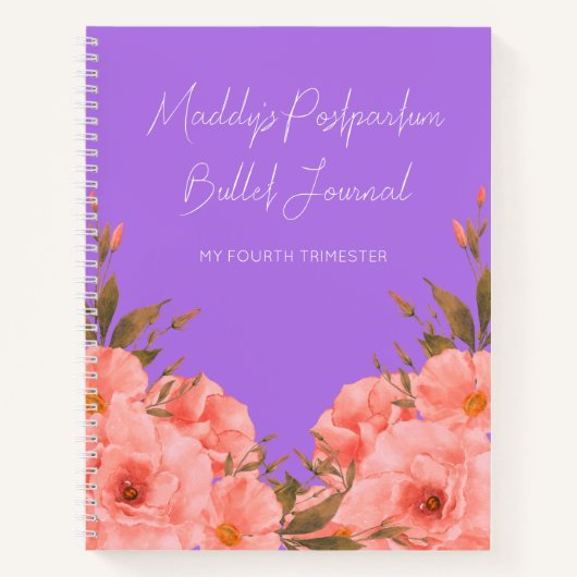 Custom Purple Floral Bullet Journal New Moms (Devant)