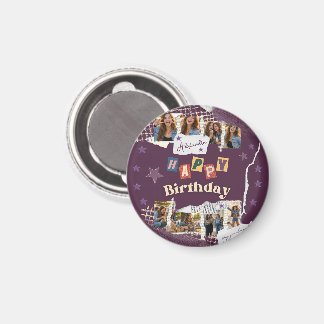 Custom Purple Teen Girl Birthday Photo Collage Magneet