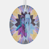 Custom Purple Yellow Christmas Star Photo Gift Glas Ornament (Voorkant Rechts)