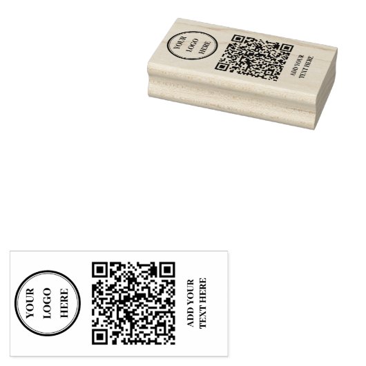 Custom QR Code & Business Logo Rubber Stamp Rubberstempel (Gestempeld)