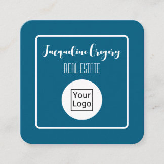 Custom QR Code Modern Logo Navy Small Business Vierkante Visitekaartje