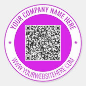 Custom QR Code Name Info Round Stickers Example (Devant)