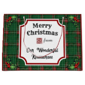 Custom QR Code Restaurant Christmas Green Plaid Groot Cadeauzakje (Voorkant)