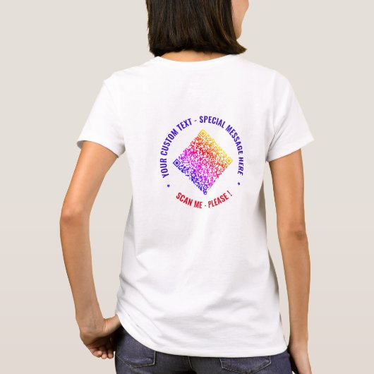 Custom QR Code Tekst Uw Eigen Ontwerp Grappig T-sh T-shirt (Achterkant)