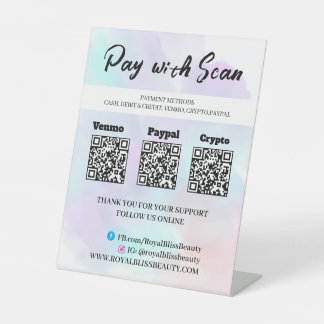 Custom QR Triple Payment Table Tent Pedestal Sign Reclamebord Met Voetstuk