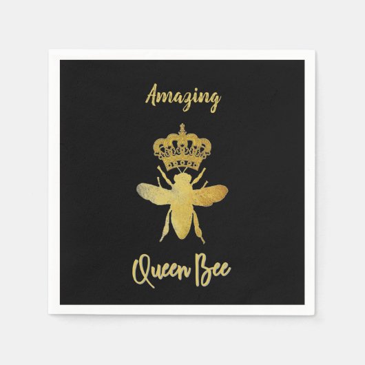 Custom QUEEN BEE Gold Beverage Cocktail Servet (Voorkant)