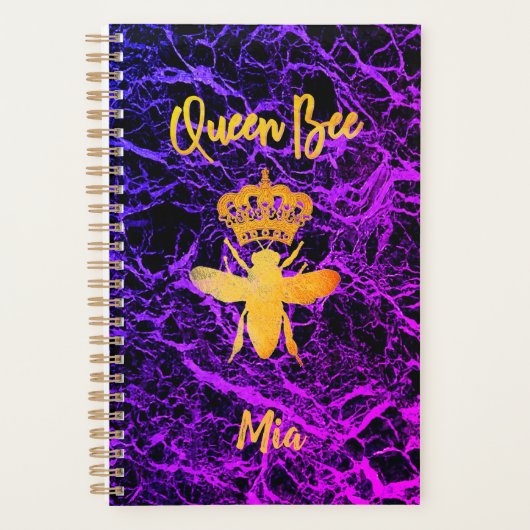 Custom QUEEN BEE Gold Black Purple Non daté Mois (Devant)