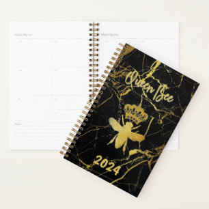 Custom QUEEN BEE Gold Marble Niet gedateerd Maande Planner