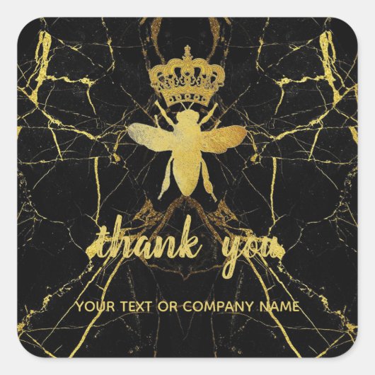 Custom QUEEN BEE Marble Small Business Dank u Vierkante Sticker (Voorkant)