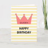 Custom Queen Happy Birthday Red Crown Kaart (Voorkant)