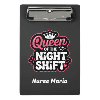 Custom Queen of the Night Shift Pink Nurse Crown Mini Klembord