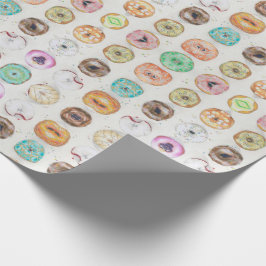 Custom Quirky Donut Illustratiepatroon Cadeaupapier
