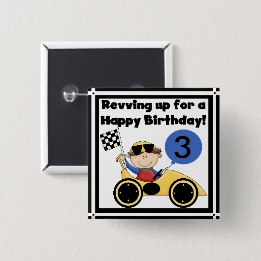 Custom Racing Car Verjaardag Button (Voorkant /achterkant)