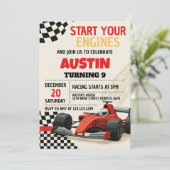 Custom Racing Party Uitnodiging voor kinderen (Staand voorkant)