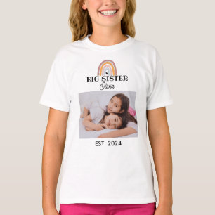 Custom Rainbow Big Sister met foto T-shirt