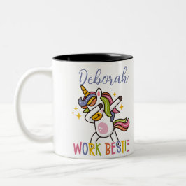 Custom Rainbow Eenhoorn Werk Bestie Koffie Gift Tweekleurige Koffiemok