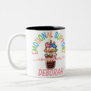 Custom Rainbow Eenhoorn Werk Bestie Koffie Gift Tweekleurige Koffiemok