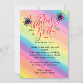 Custom Rainbow Floral Small Business Client Bedankkaart (Voorkant)