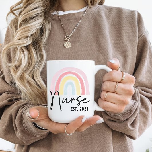 Custom Rainbow Nurse Graduation Mug Gift for Her