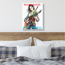Custom Rainbow Warrior Girl Gitarist Art Geïnspire Canvas Afdruk