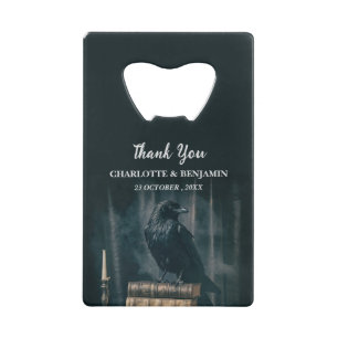 Custom Raven Halloween bruiloft gunst Kredietkaart Flessenopener