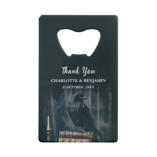 Custom Raven Halloween bruiloft gunst Kredietkaart Flessenopener (Voorkant)