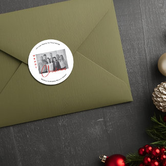 Custom Real Estate Christmas Greeting Chic Photo  Ronde Sticker