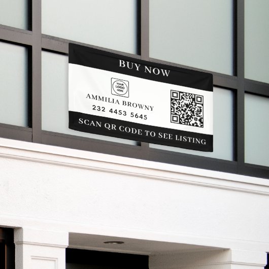 Custom Real Estate QR | For Sale Black White Spandoek (Buitenkant Gebouw)