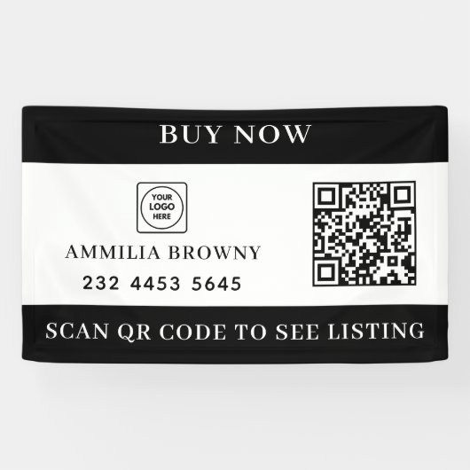 Custom Real Estate QR | For Sale Black White Spandoek (Horizontaal)