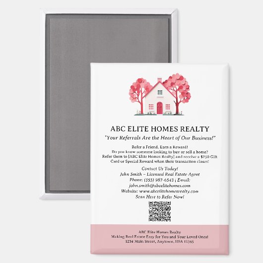 Custom Real Estate Referral Program Magneet (Voorkant / Achterkant)