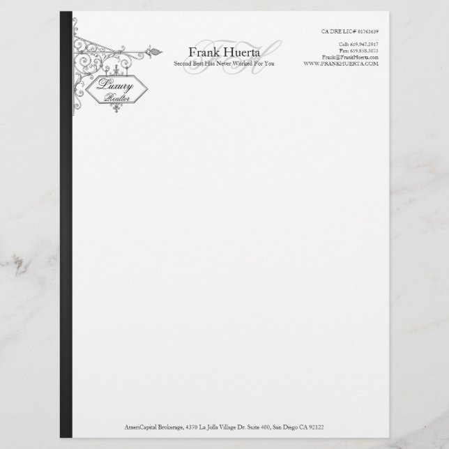 Custom Realtor Business Letterhead V1 Briefhoofd Sjabloon (Voorkant)