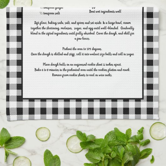 Custom Recept Zwart Wit Boerderij Buffalo Plaid Theedoek (Gevouwen)