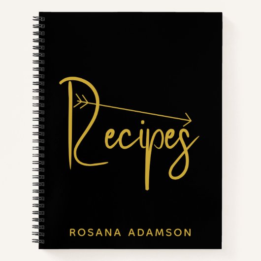 Custom Recipe Journal (Black Book & Gold Script) (Devant)
