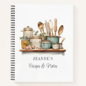 Custom Recipes Pots Pans Cooking Utensils Labels Notitieboek (Voorkant)