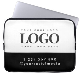 Custom Rectangle Logo & Text Business Company Laptop Sleeve