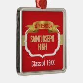 Custom Red 50th Class Reunion Metalen Ornament (Rechts)