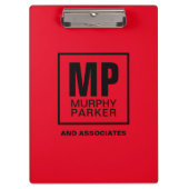 Custom Red Black Square Business Monogram Logo Klembord (Voorkant)