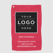 Custom Red Business Logo Company Branded Golfhanddoek (Voorkant)