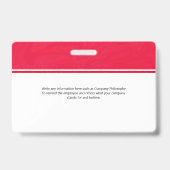 Custom Red Employee ID Identification Photo Bar Badge (Achterkant)
