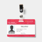 Custom Red Employee ID Identification Photo Bar Badge (Voorzijde met clip)