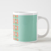 Custom Red Folk Art Flower & Leaf Pattern Extra Grote Beker (Rechts)