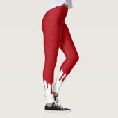 Custom Red Glitter Leggings with White Drips (Droite)
