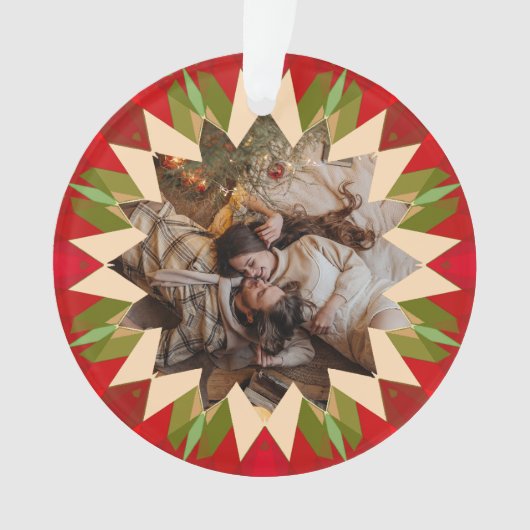 Custom Red Green Christmas Star Photo Gift Tree (devant)