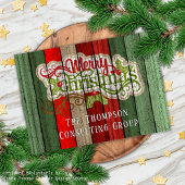 Custom Red Green Woodgrain Pattern Holiday Kaart