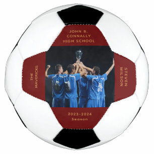 Custom Red High School Senior Photo Afstuderen Voetbal