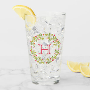 Custom Red Holly Berries Green Leaves Wreator Glas