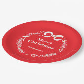 Custom Red Modern Hand Drawn Bow Merry Christmas Papieren Bordje (Gekanteld)