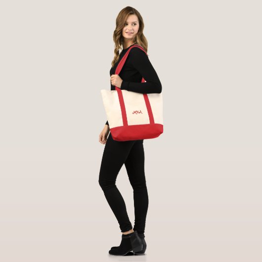 Custom Red Monogrammed Canvas tas (Voorkant (model))
