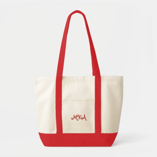Custom Red Monogrammed Canvas tas (Voorkant)